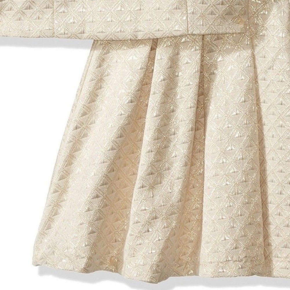 My Michelle Girls Ivory Brocade Cap Sleeve Pleated Skirt Top Set Outfit Size 14 - Picture 5 of 6